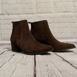 Slip On Ankle Boots in Brown Suede